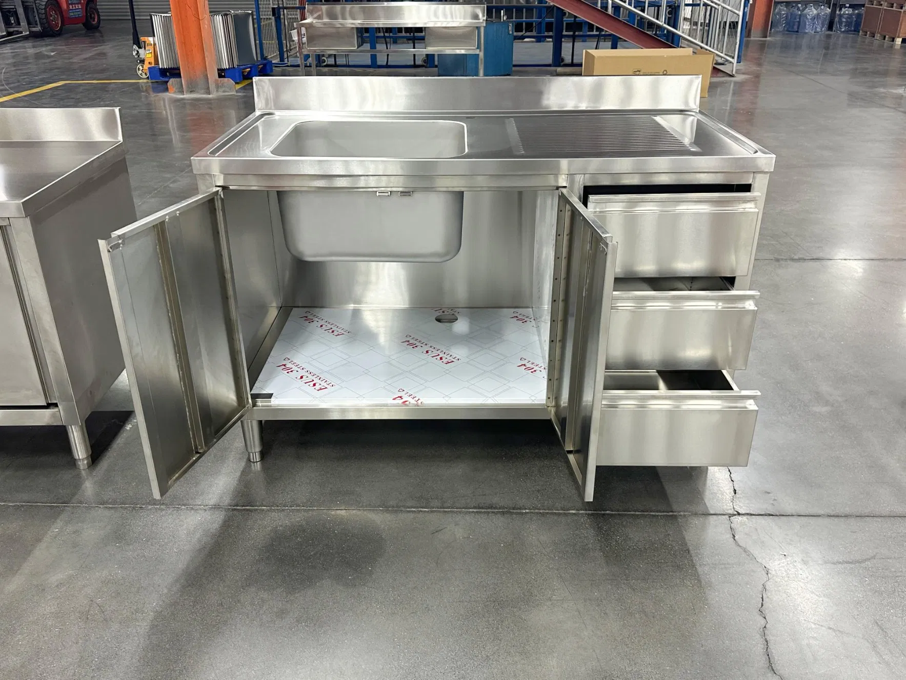 Nuevo diseño de gabinete de lavabo de acero inoxidable combinado con cajón