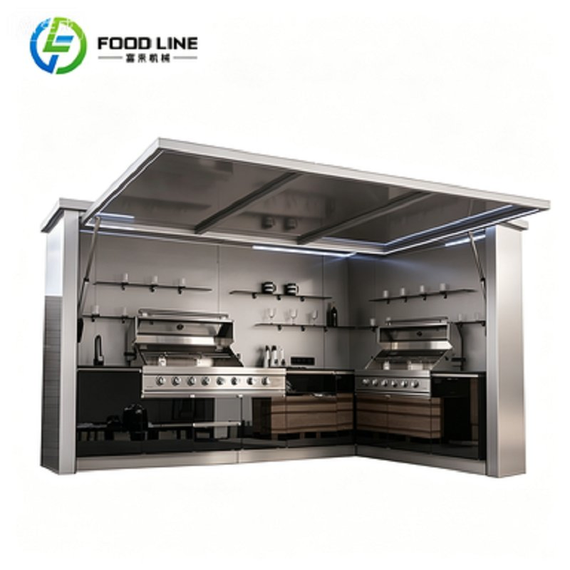 Gabinete de cocina exterior de acero inoxidable con parrilla para patio y jardín
