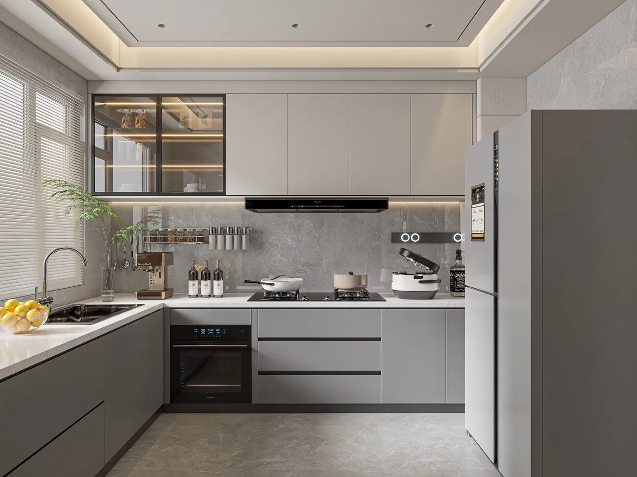 Sección de tres pistas personalizada 2025 Lesso Cocinas Modernas Fabricantes de Gabinetes de Acero Inoxidable Gabinetes de Cocina Modulares