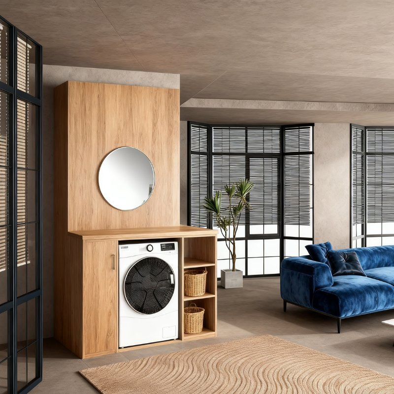 Armario de esquina de acero inoxidable y vidrio para baño - Estilo moderno de esquina