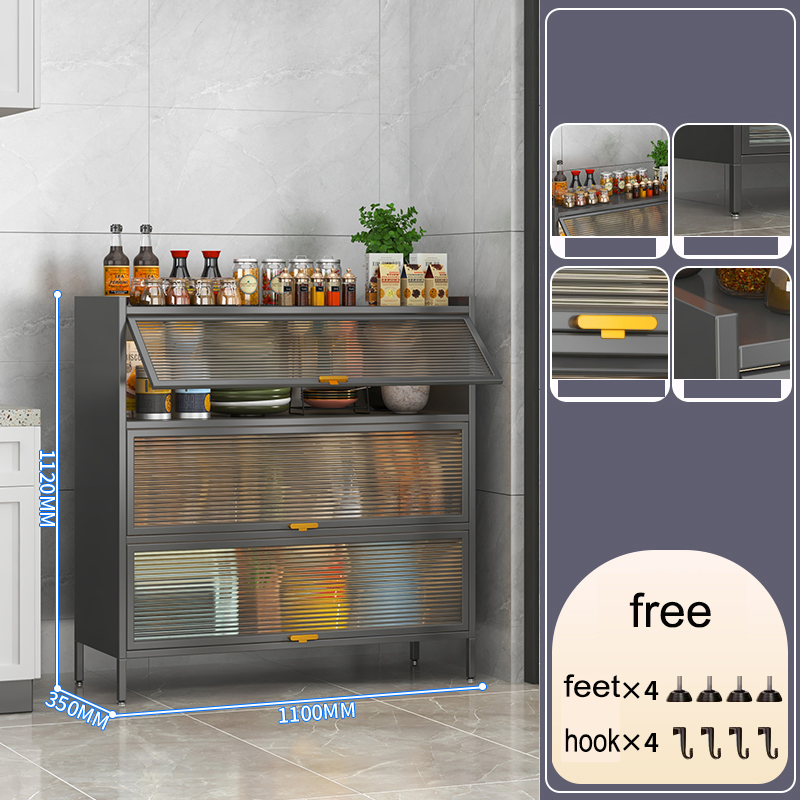 Mueble para el hogar Buffet de comedor Aparador de cocina Almacenamiento de acero inoxidable Gabinete de despensa
