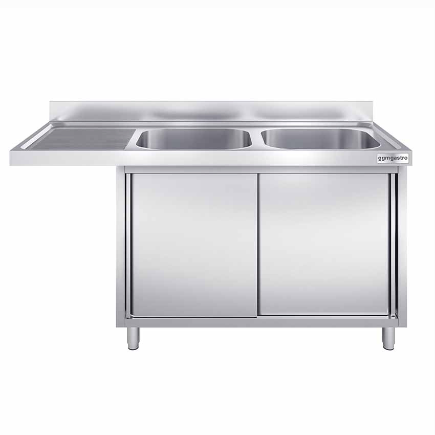 Gabinete de cocina de restaurante con fregadero de acero inoxidable, gabinete de acero inoxidable hecho a medida con lavabo