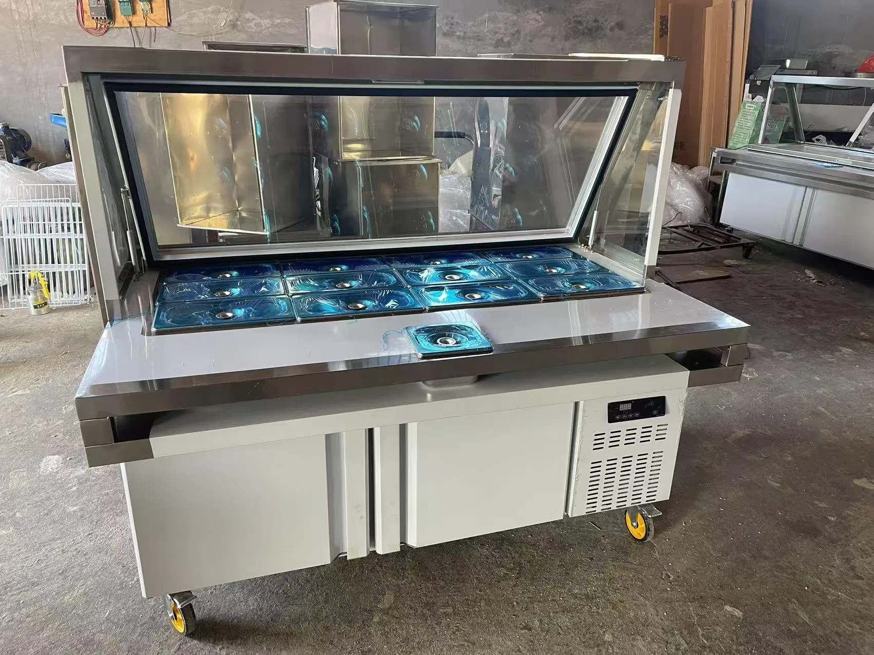 Gabinete de ensalada refrigerado de acero inoxidable de venta directa a bajo precio de fábrica china