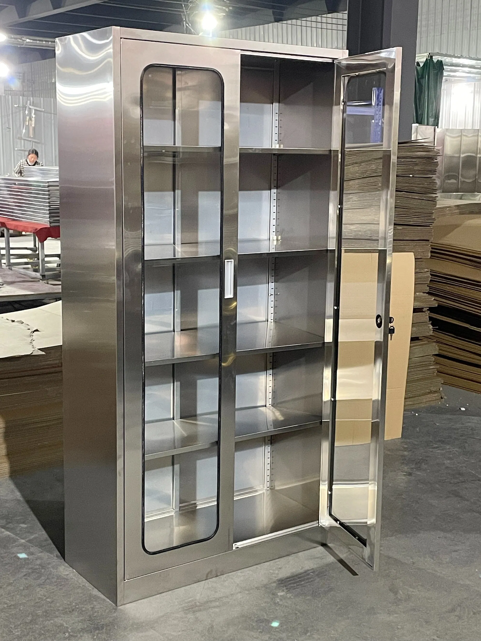 Gabinete de almacenamiento de acero inoxidable moderno para espacios elegantes