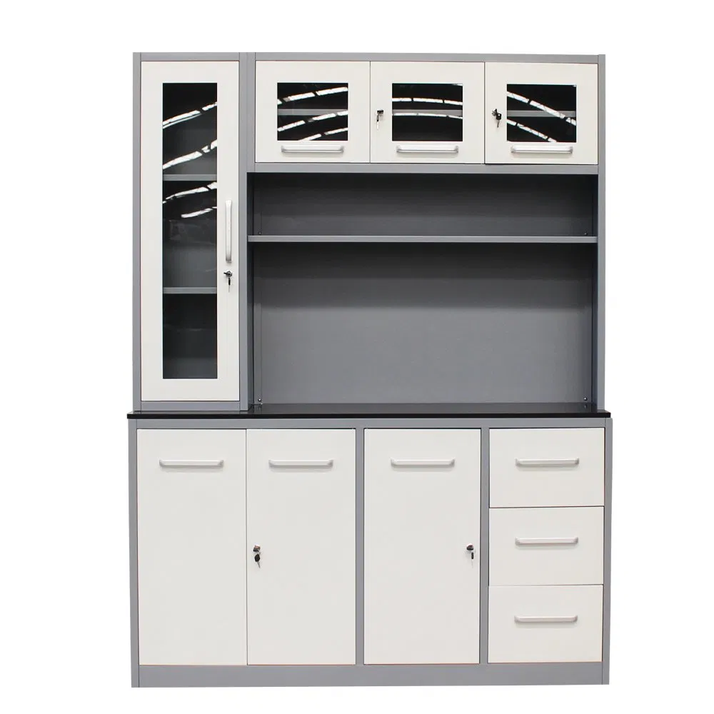 Gabinete de Almacenamiento de Acero Frío Orpheus Grey con Puertas de Acero Inoxidable Diseño Moderno Estructura Modular Característica de Fácil Limpieza