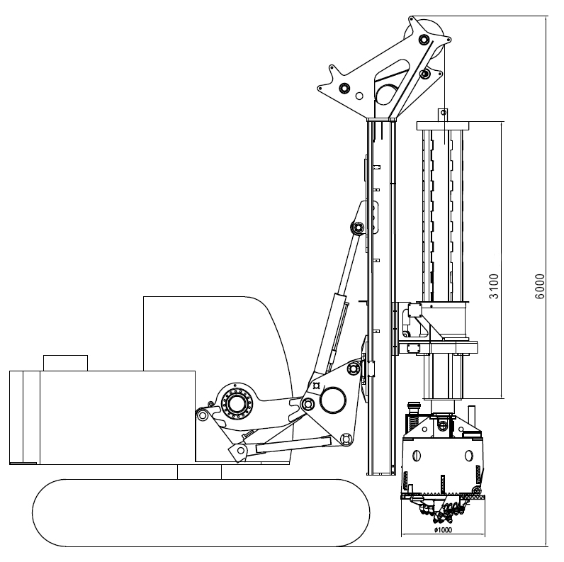 Rotary Drilling Rig Operational Dimensions Diagram