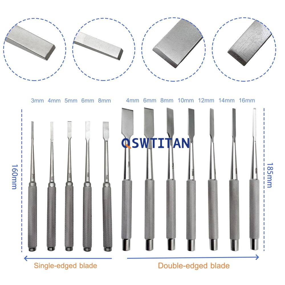 Bone Osteotomes 3mm-16mm Autoclavable Veterinary Orthopedic Small Pet Instruments Reuseable