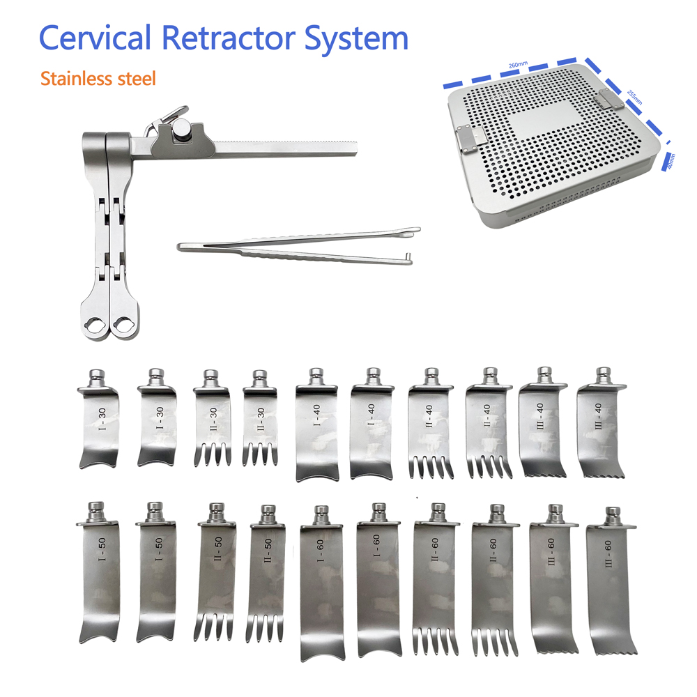 Spine Retractor Distractor System Cervical Retraction Instrument with Sterilization Box Orthopedic Spinal Surgical Instrument