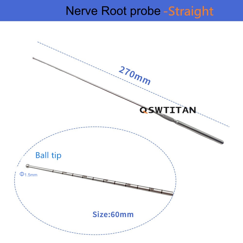Stainless Steel Nerve Root Probe Fine Head Cervical Lumbar Nerve Root Exfoliatorn Dual Channel Orthopedic Surgical Instrument