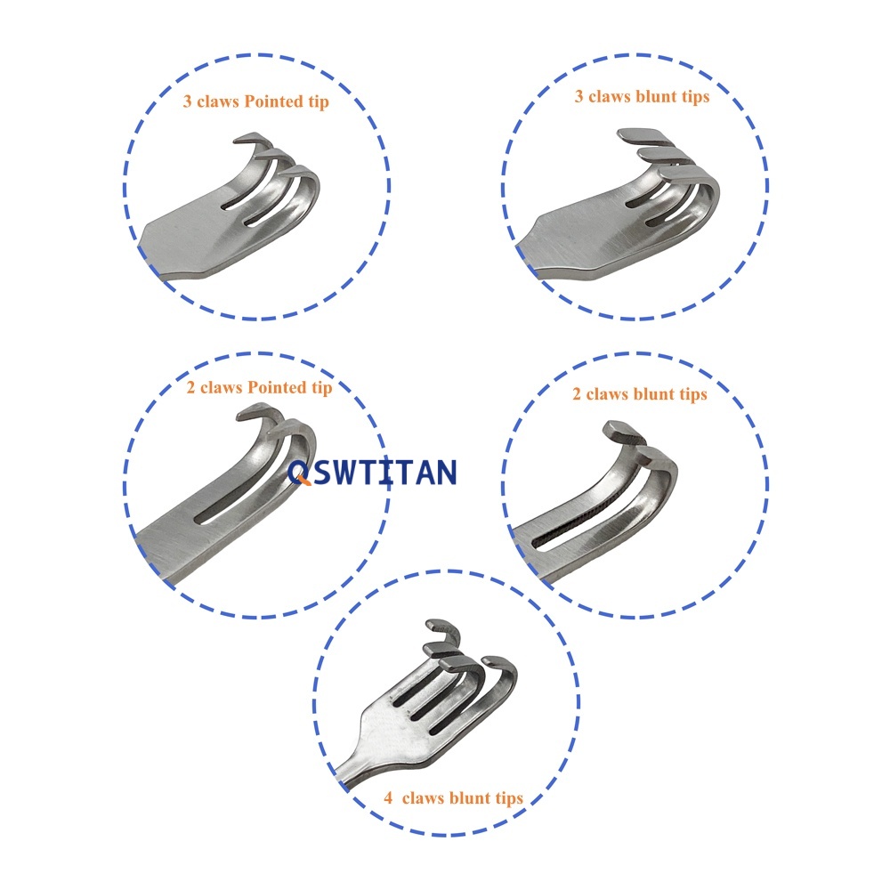 Stainless Steel Skin Retractor Sharp Blunt Tip Pulling Hook Double-Ended Surgery Instrument