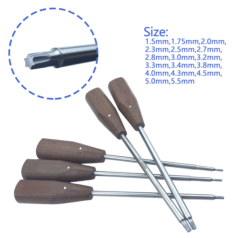 1.75mm-5.0mm Bone Star Screw Driver Bone Screwdriver with Star Head Stainless Steel Orthopedics Instruments