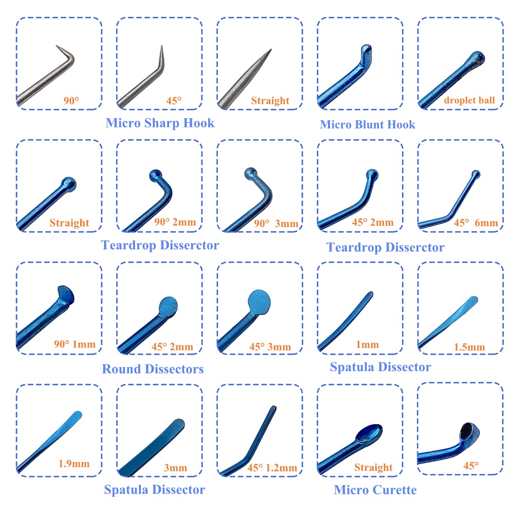 QSWTITAN Micro Spatula Dissectors Titanium Micro Curette Micro Nerve Hook Vessel Hook Surgery Instruments Autoclaveable