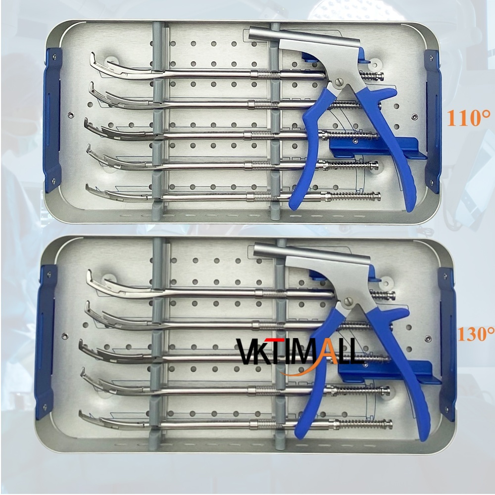 1set Rotating Kerrison Rongeur Spine Rotating Laminectomy Surgical Instrument with Sterilization Tray