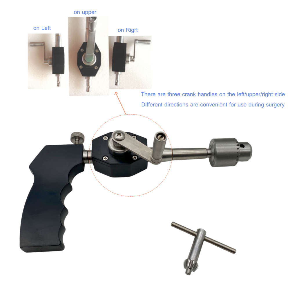 Orthopedic Hand Drill Cannulated Bone Drill Black Veterinary Pet Orthopedic Surgical Instrument Reusable