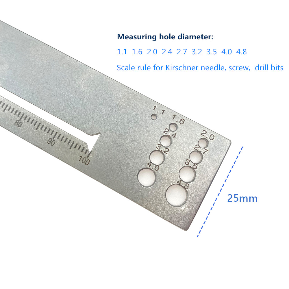 Orthopedic Measuring Ruler for Kirschner Wire Drill Screw Plate Measuring Diameter