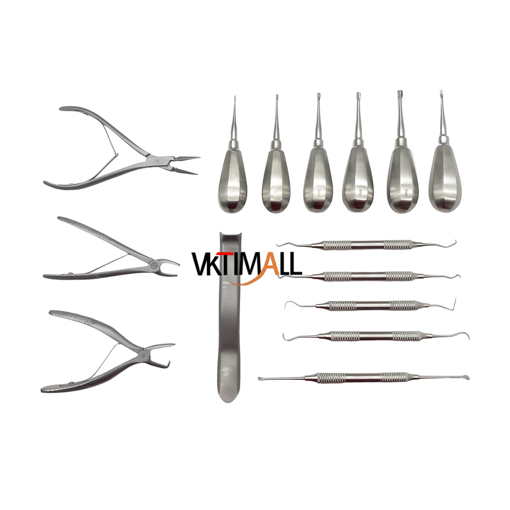 QSWTITAN Pet Extraction Forceps Surgical Instruments Dental tool Kit with Sterilization box Dogs Featuring Kit