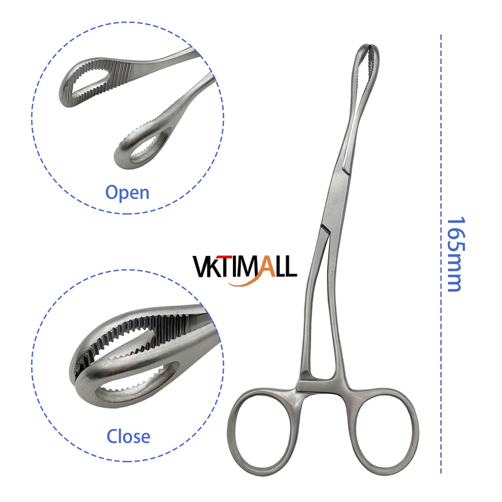 Stainless Steel BW Bone Forceps Guide Hole Reduction Forceps with Grooved bending Veterinary Instruments