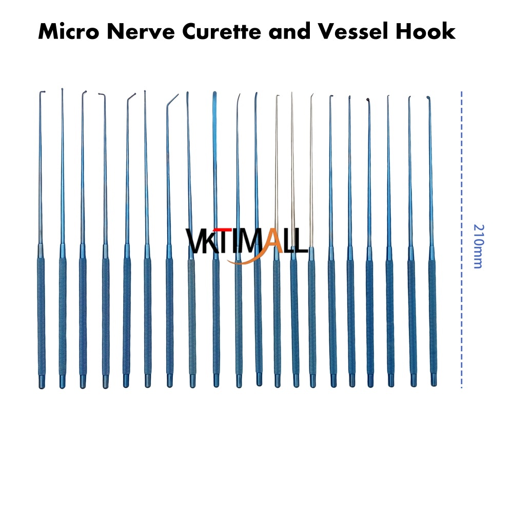 QSWTITAN Micro Spatula Dissectors Titanium Micro Curette Micro Nerve Hook Vessel Hook Surgery Instruments Autoclaveable