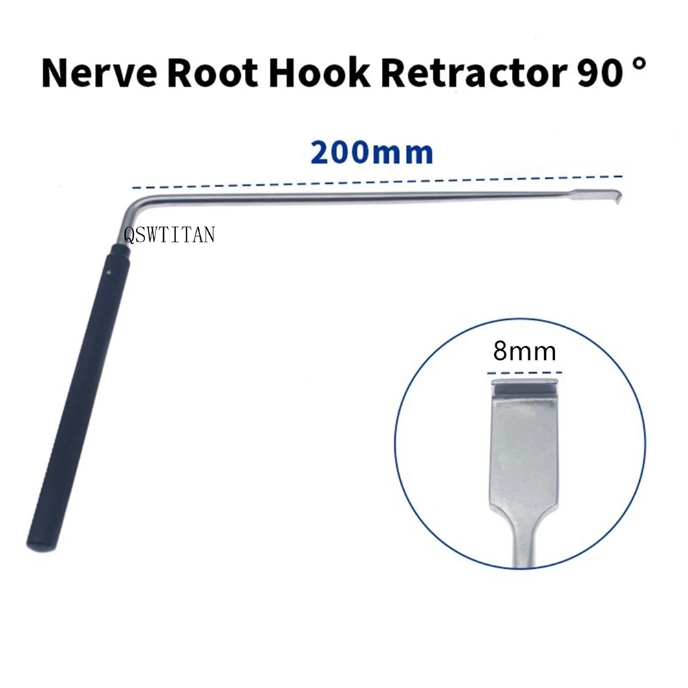 Orthopedic Nerve Retractor Nerve Root Hook Retractor 90 135 Degree Black Metal Handle Brain Hook Surgical Instrument