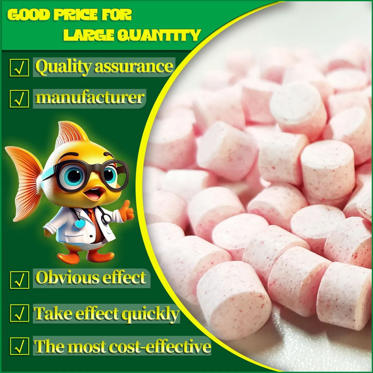 Aquaculture Veterinary Drug Water Quality Improver Oxygen Tablet 35%Potassium Persulfate Used Promote Health and Water Quality for Fish Shrimp Crab Sea Cucumber