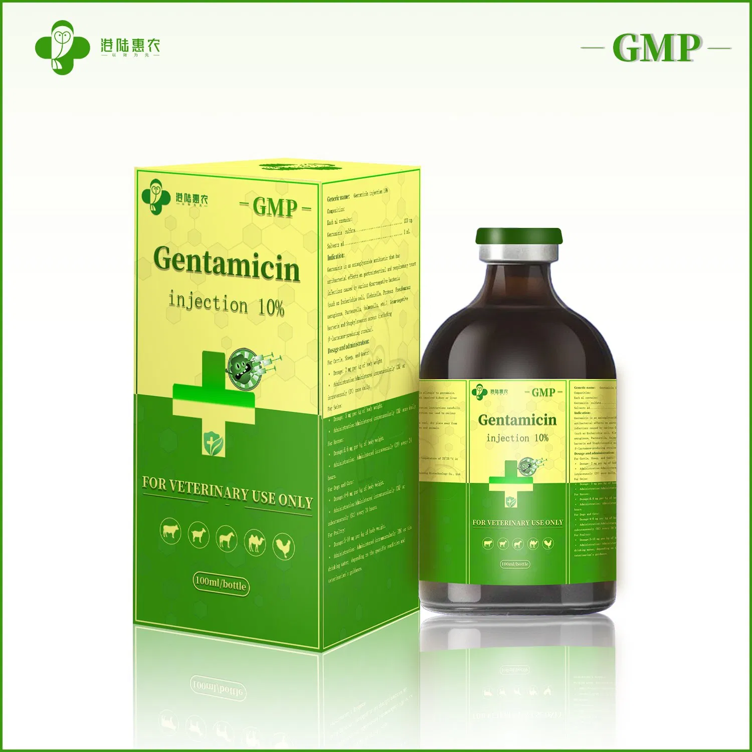 GMP Manufacturer Pharmaceutical Chemical Grade Gentamicin Injection 5% 10% Animal Antibacterial Antibiotic Veterinary Drug for Cattle Sheep Horse Pet