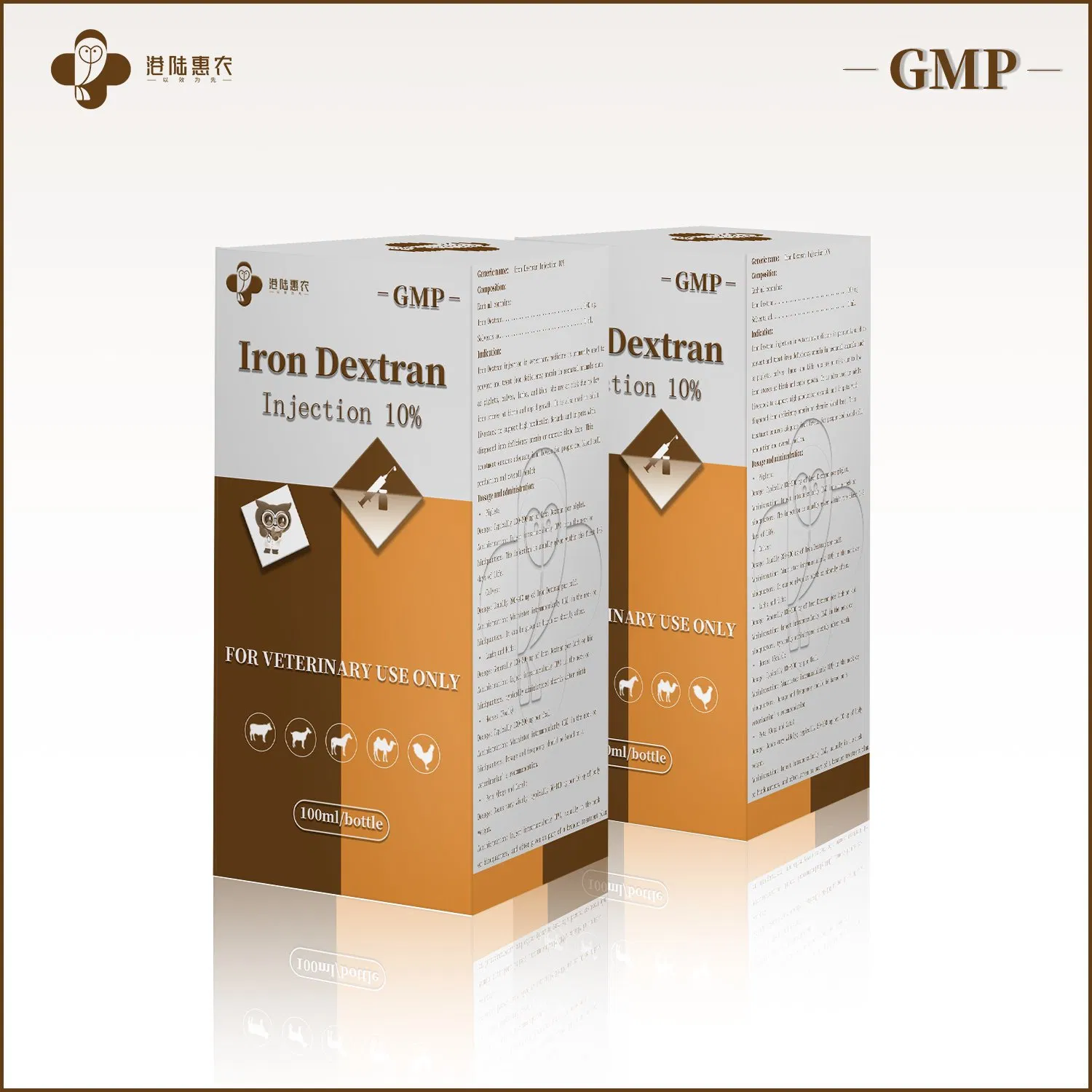 Factory Supply Veterinary Medicine Grade Iron Dextran Injection 5% 10% Synthetic Chemical Drugs for Cattle Sheep Goat Horse Swine Dog Cat