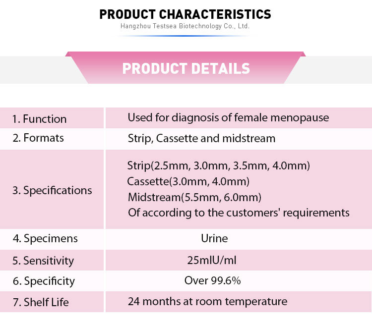 Female Fertility Midstream/Menopause Test Kits Fsh Test Strip One Step Hormonal Disorders Analysis
