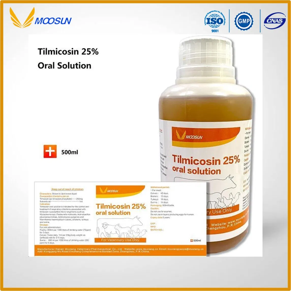 Good Animal Drug Tilmicosin 25% Oral Solution by GMP and ISO Factory