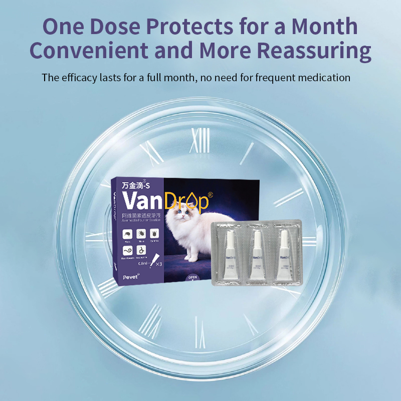 Triple-Action Cat Topical Drops with Fipronil, Moxidectin, Praziquantel - Flea, Tick &amp; Worm Control