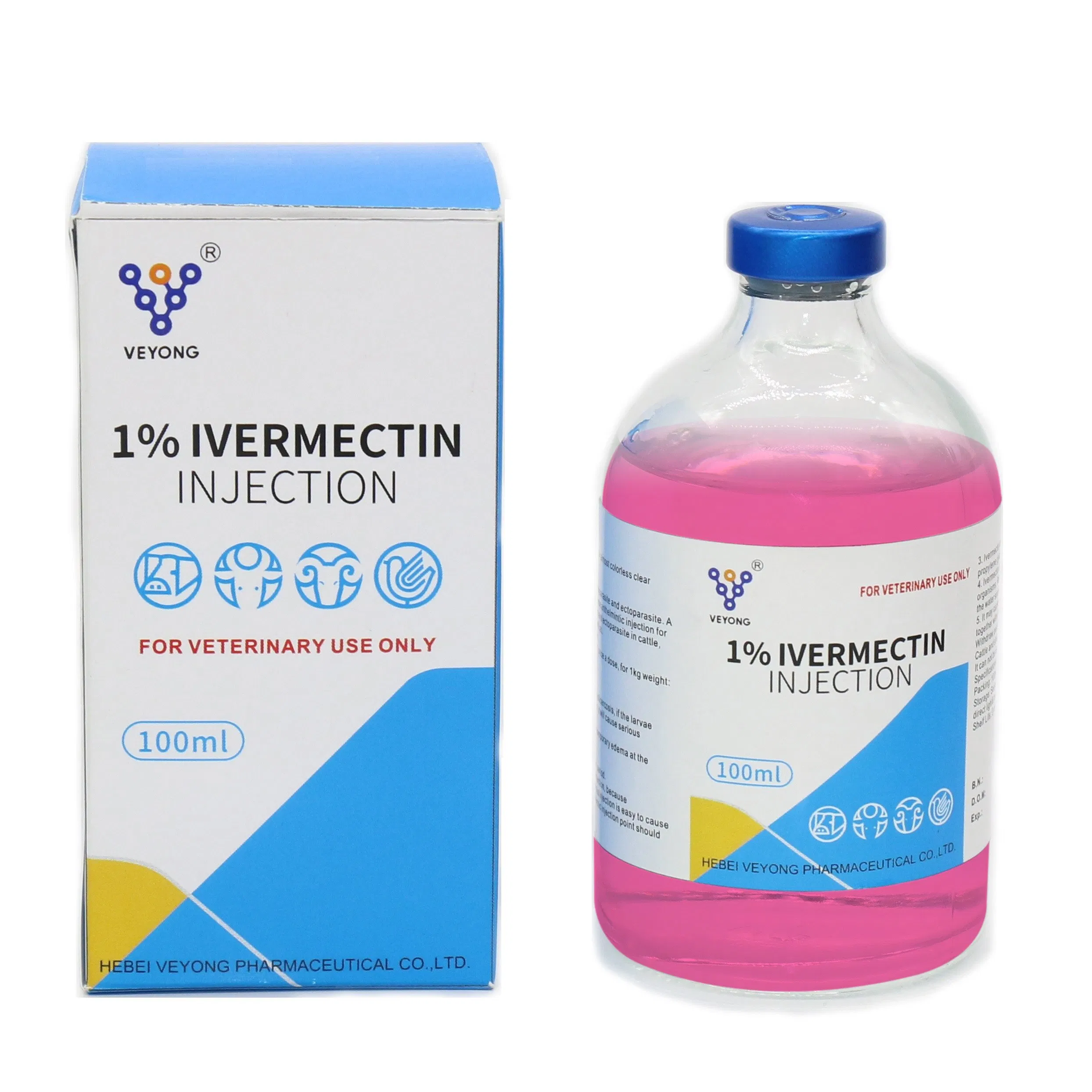 Sheep Medicine Deworming Liquid 50ml Plastic Bottle Ivermectin Injection 1% Veterinary Drug for Cow Injection D'ivermectine