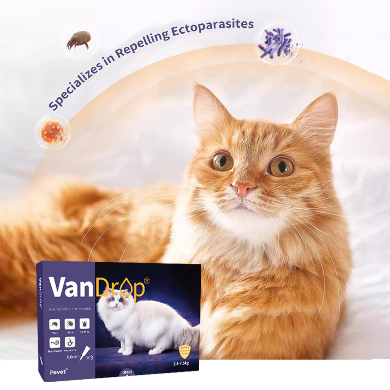 Triple-Action Cat Topical Drops with Fipronil, Moxidectin, Praziquantel - Flea, Tick &amp; Worm Control