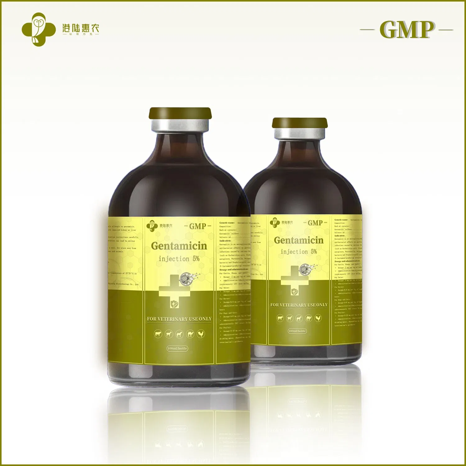 Hot Sale Veterinary Grade Broad-Spectrum Antibiotics Gentamicin Injection 5% 10% Pharmaceutical Chemical Antibacterial Drug for Animal Use 10ml 50ml 100ml