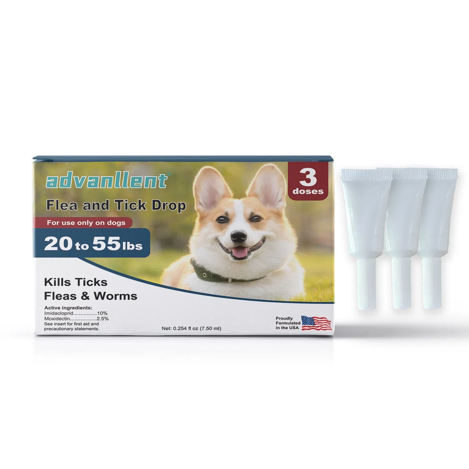 Customizable Imidacloprid &amp; Moxidectin Flea Spot-on, Worm &amp; Tick Control Medicine Prevention, Veterinary Drug for Large Dog