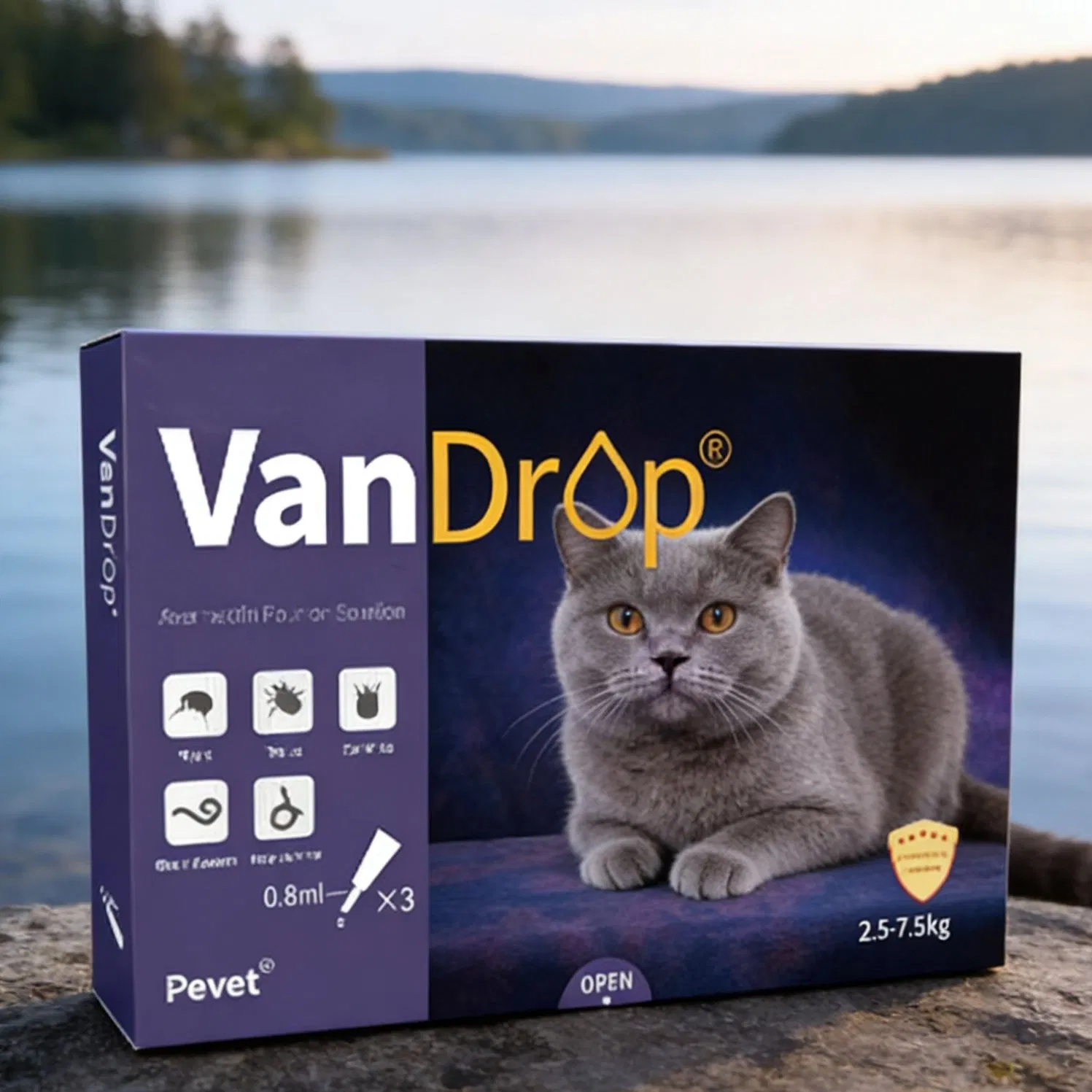 Triple-Action Cat Topical Drops with Fipronil, Moxidectin, Praziquantel - Flea, Tick &amp; Worm Control