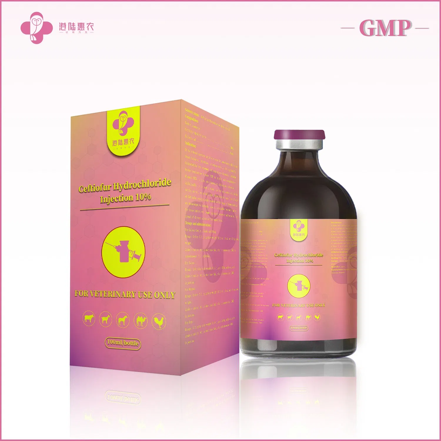Wholesale Direct Sales Veterinary Drug Grade Pharmaceutical Raw Material Ceftiofur Hydrochloride Injection 5% 10% Synthetic Chemical Drugs with GMP Standard