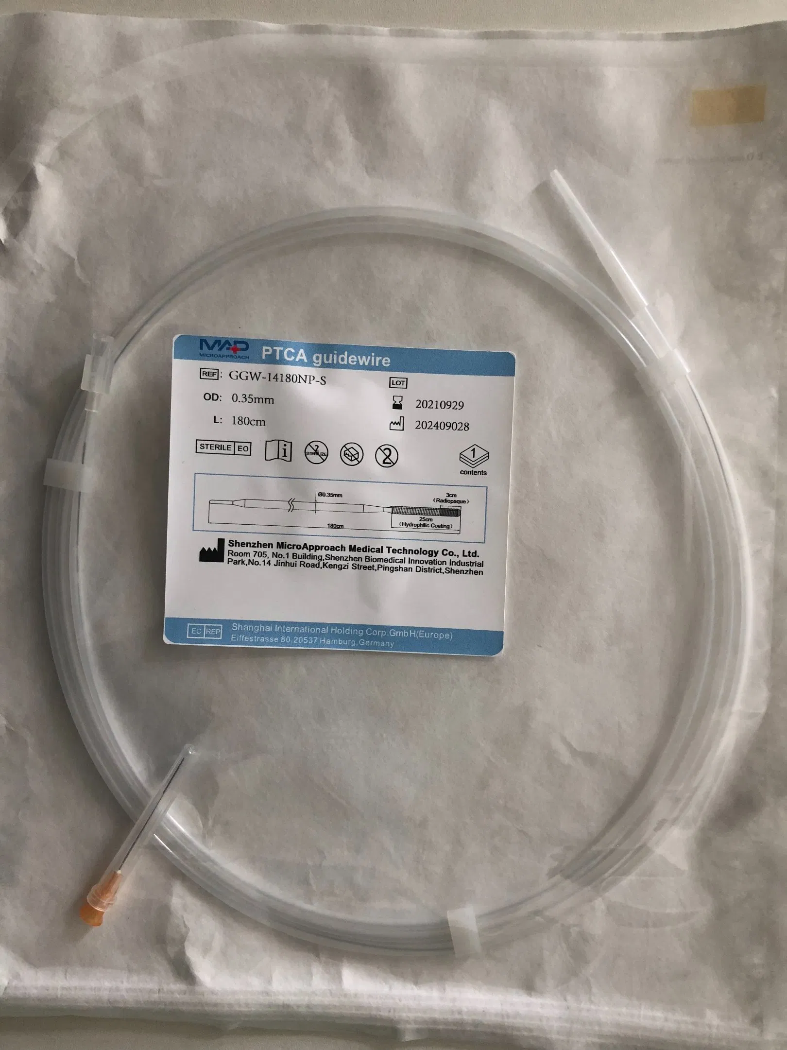 Microapproach Ptca Guidewire with ISO Certificate