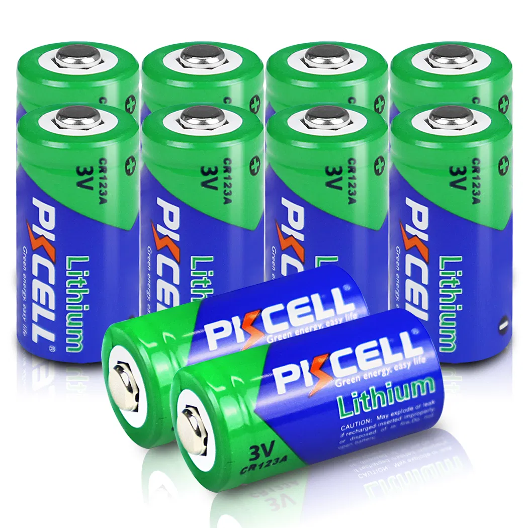 Pkcell Primary Lithium Non-Rechargeable Battery 3V Cr123A for Camera Microphones Flashlight