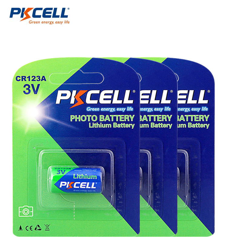 Pkcell Primary Lithium Non-Rechargeable Battery 3V Cr123A for Camera Microphones Flashlight