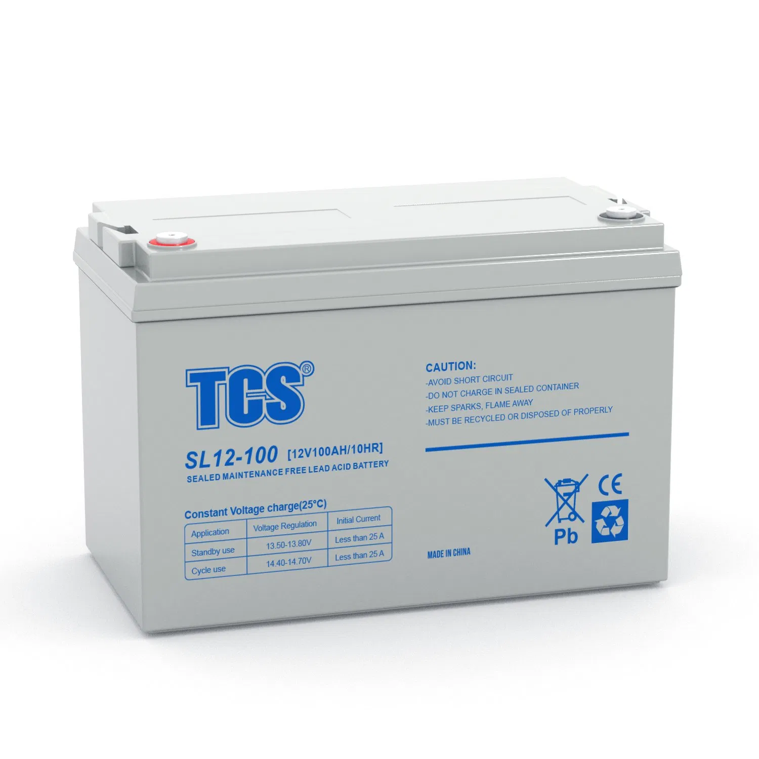 Tcs SL12-100 12volt 100ah Middle Size Longest Lasting Rechargeable Batteries Lead Acid SLA Batteries Types of Lead Acid Battery