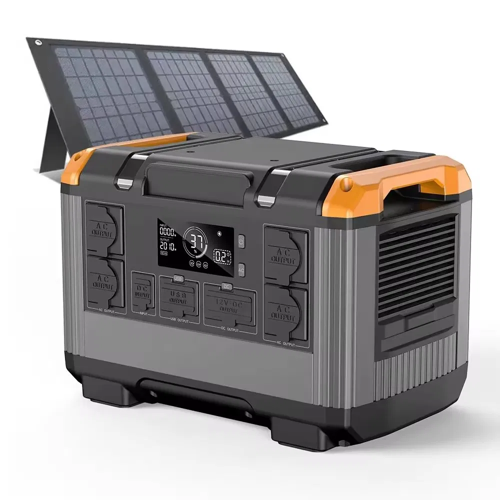Outdoor Indoor Emergency Energy Storage Power Battery 2400W Portable Solar Generator Outdoor Camping Emergency Power