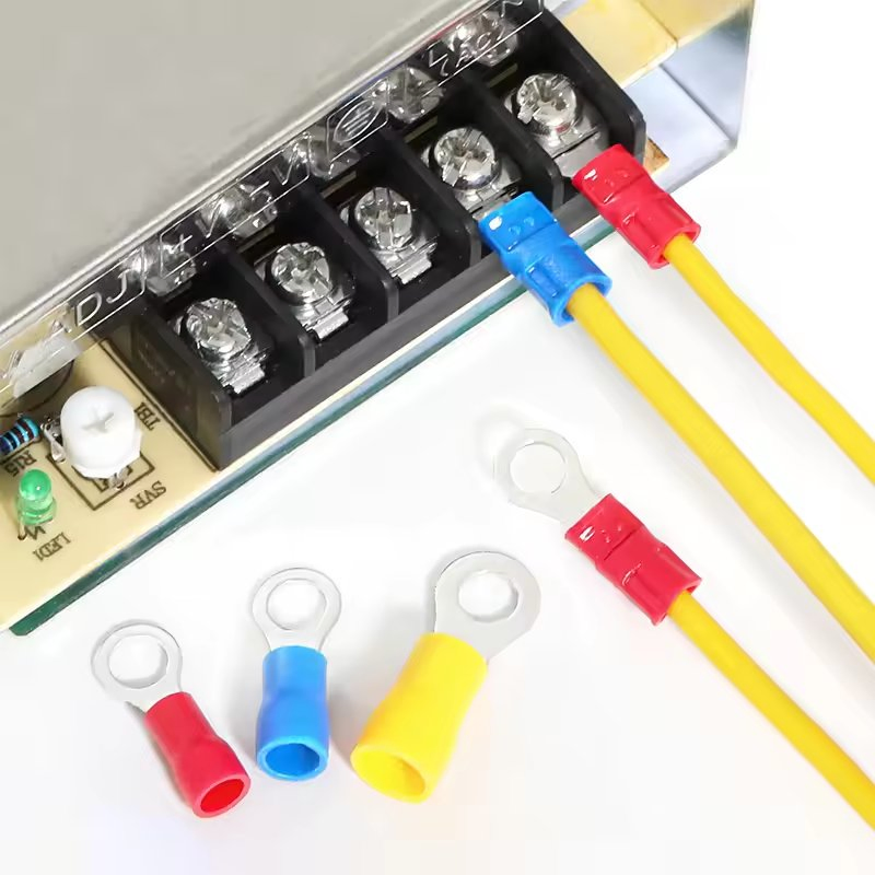 Cold Pressed RV Insulation Ring Terminal Lug Tin Plated Copper Cable Termination Ring Shovel Connector Cable Lug, Terminal