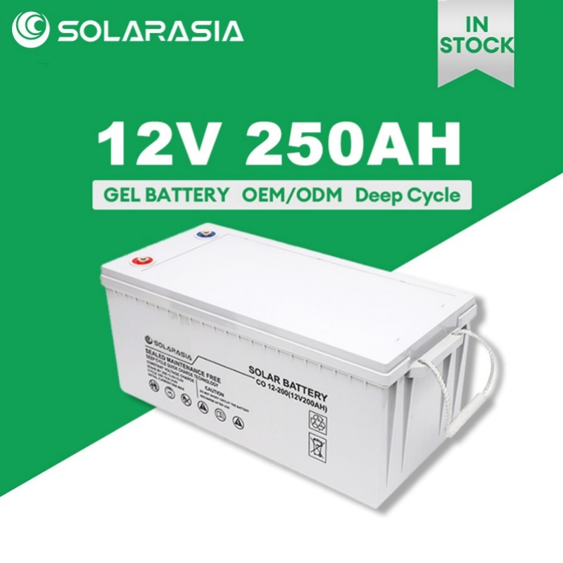 12V Gel Solar Battery 100ah 150ah 200ah Deep Cycle Maintenance Free Rechargeable Gel Battery Long Life Cycle for Solar Energy Storage RV Camping