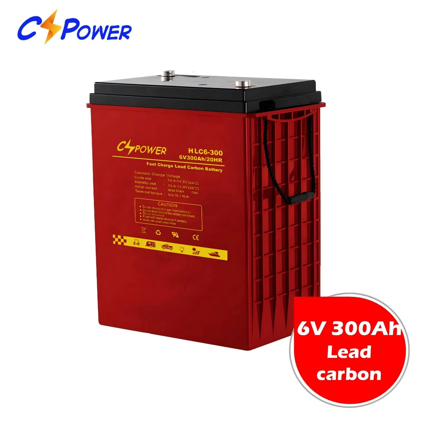 Cspower 6V 300ah Storage Solar Deep Cycle Lead Carbon Long Life Maintenace Free Rechargeable AGM Gel VRLA 6V 12V Battery