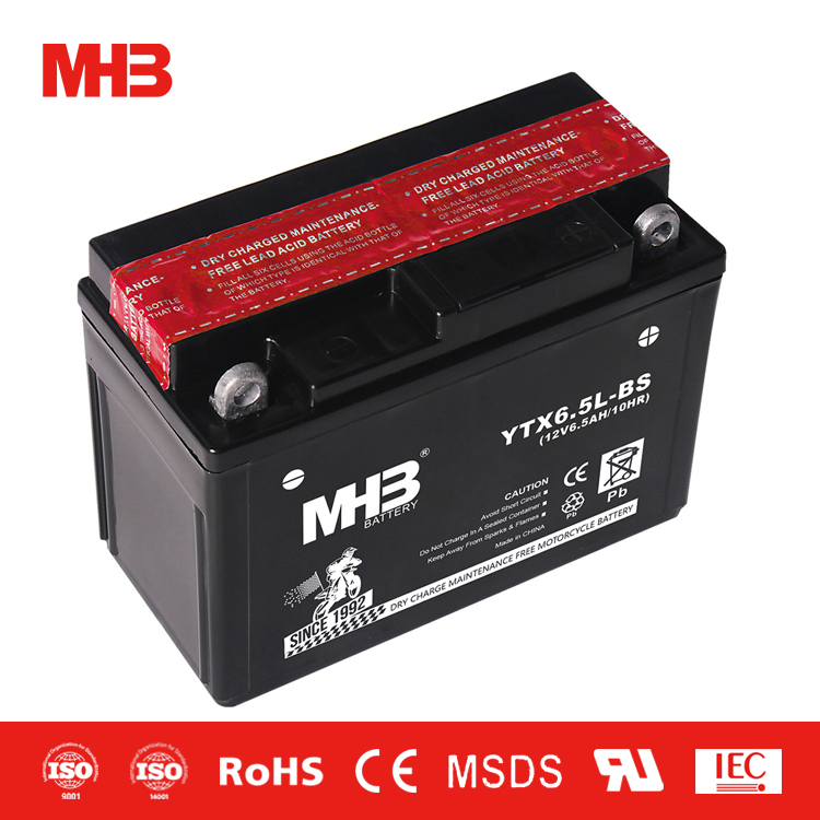 Mhb Ytx6.5L-BS 6.5ah Motorcycle Battery Mf Maintenance Free Electric Motorbike Tricycle Dry Charged Lead Acid Batteries