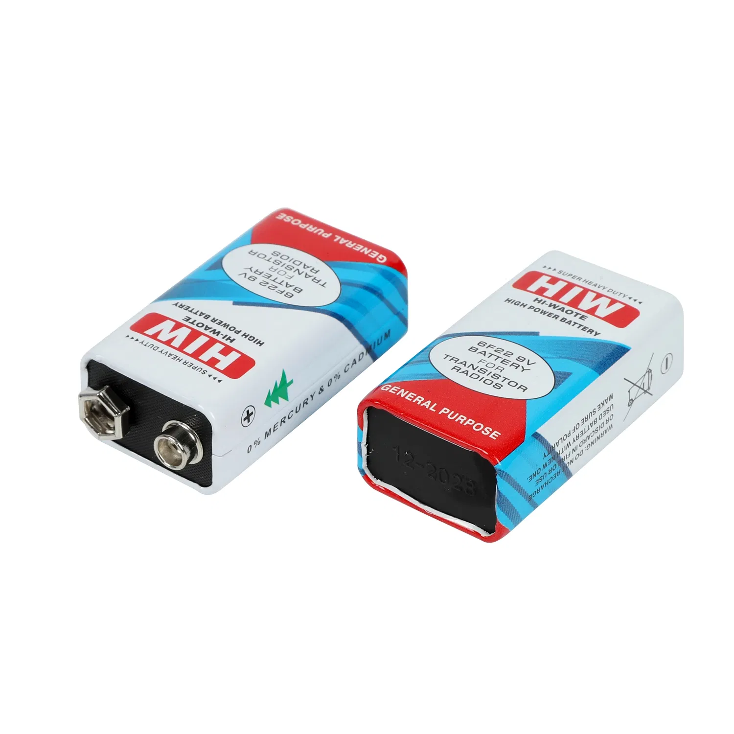 9V 6f22 Battery Zinc Carbon Battery Hiw Battery Non-Rechargeable and Mercury Cadmium Free Dry Battery/Wholesale 9V Battery/ Batteries
