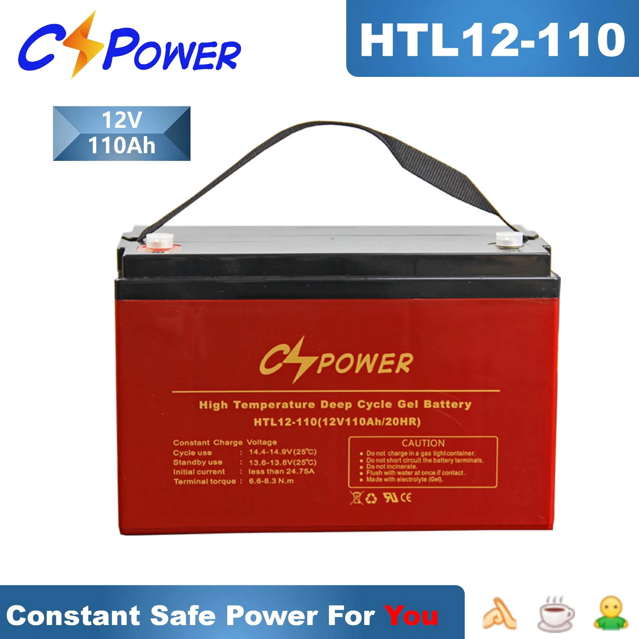 Cspower Htl12-200 Deep-Cycle-Gel Solar Battery 12VDC 200ah with 3 Years Warranty