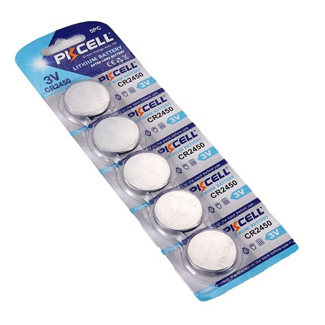 Pkcell Lithium Battery Cr2450 2pack with High Capacity 600mAh for Temperature Recorder