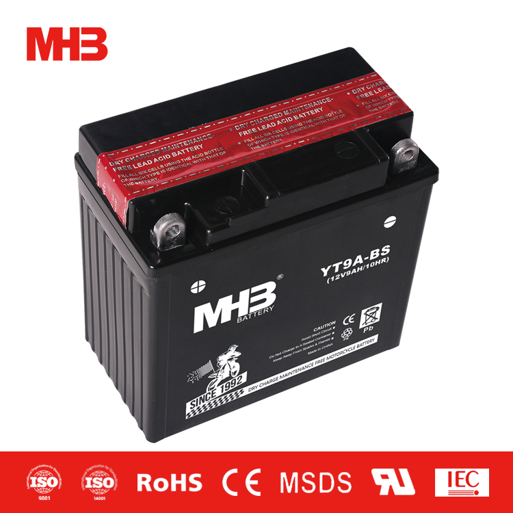 Mhb Yt9a-BS Factory Price Hot Sell Long Life Lead Acid Low Price 9ah Dry Mf Motorcycle Battery