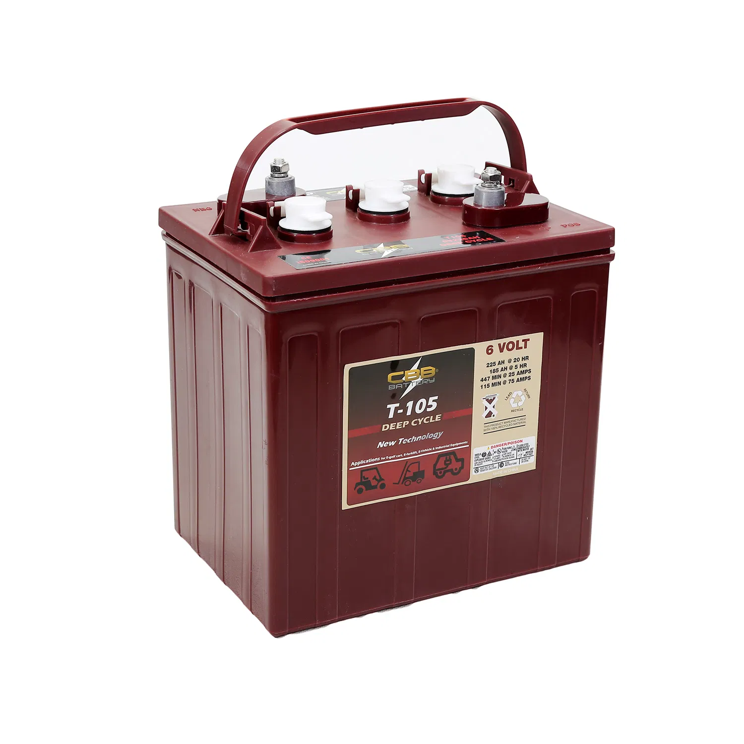 Flooded Deep Cycle Battery 8V 12V Trojan Battery for Golf Trolley