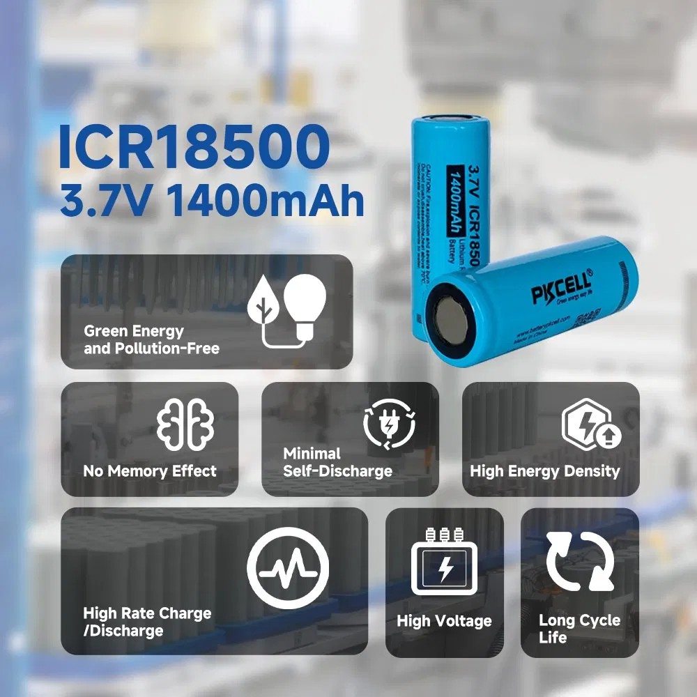 Hot Sale Li-ion Rechargeable 3.7V 18500 1400mAh Battery for Consumer Electronics